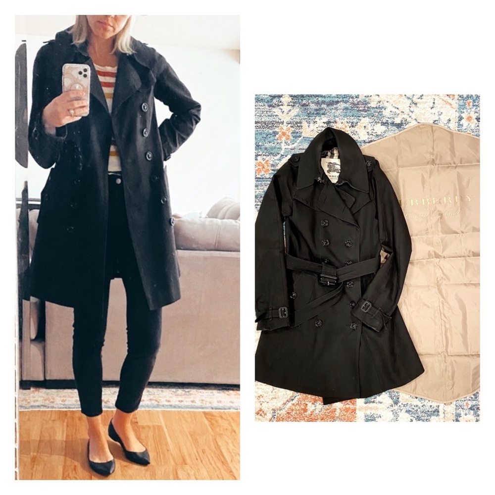 Burberry black Kensington double breasted trench coat 4 black